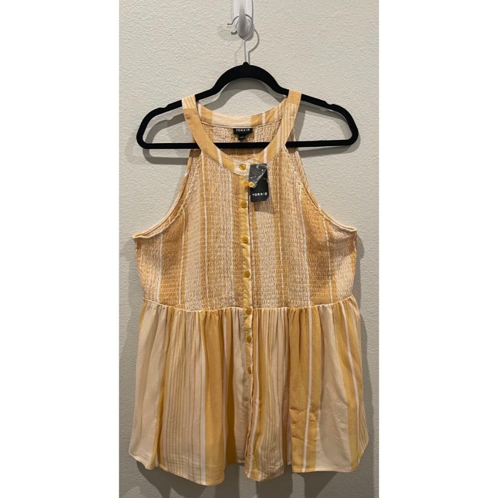 TORRID Yellow Stripe Babydoll Tunic
